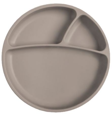 Minikoioi silikonový dělený talíř s přísavkou šedý