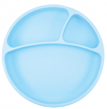 Minikoioi silikonový dělený talíř s přísavkou modrý