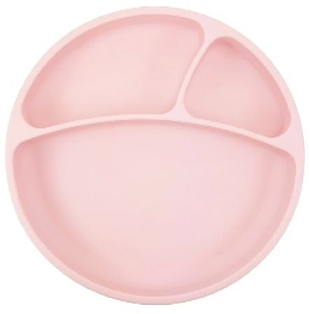 Minikoioi silikonový dělený talíř s přísavkou růžový