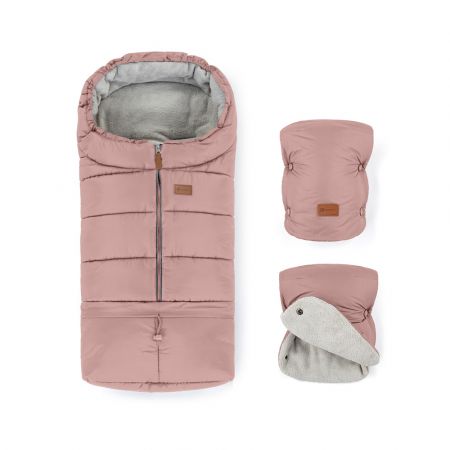 PETITEMARS PETITE&MARS Set zimní fusak Jibot 3v1 + rukavice na kočárek Jasie Dusty Pink