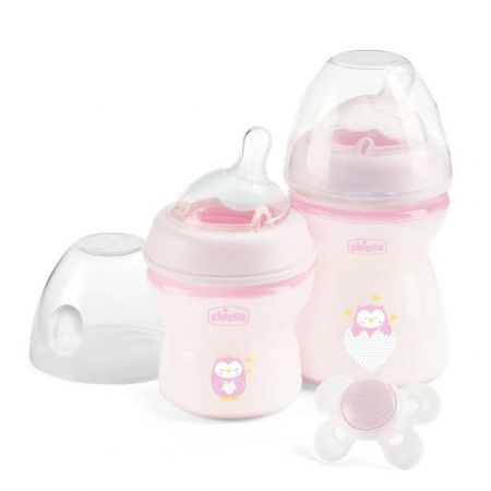 CHICCO Set dárkový Natural Feeling + Comfort šidítko - dívka 0m+