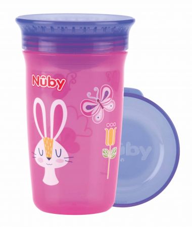 NUBY Hrneček netekoucí 360° 300ml, 6 m+ růžová/fialová