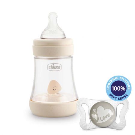 CHICCO Láhev kojenecká Perfect 5 silikon, 150 ml neutral + vzorek Šidítko Physio Micro 0-2m