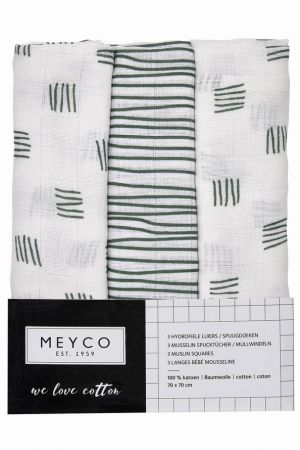 Meyco Plenky 3-balení Block stripe forest green
