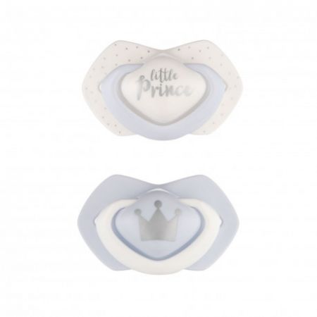 Canpol babies Set symetrických silikonových dudlíků Light touch 0-6m ROYAL BABY modrý