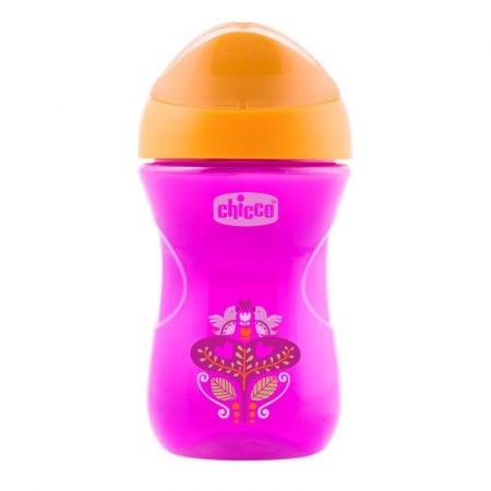 CHICCO Hrneček Snadný s hubičkou 266 ml růžovo/oranžový 12m+