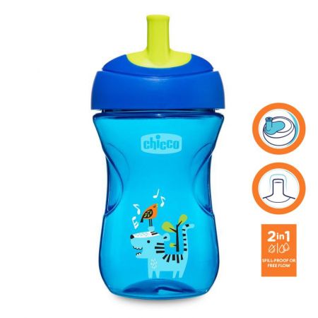 CHICCO Hrneček Advanced s brčkovým náustkem 266 ml modrý 12m+