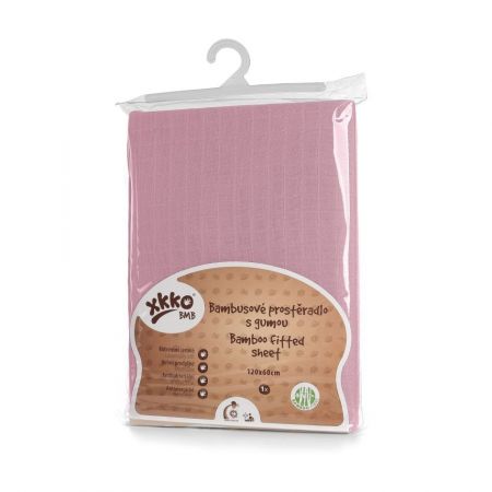 Bambusové prostěradlo s gumou XKKO BMB 120x60 - Baby Pink