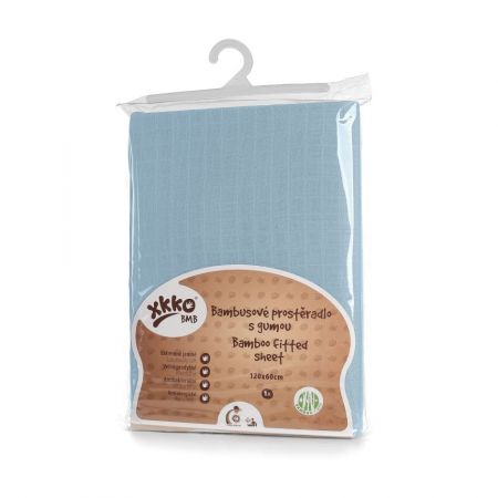 Bambusové prostěradlo s gumou XKKO BMB 120x60 - Baby Blue