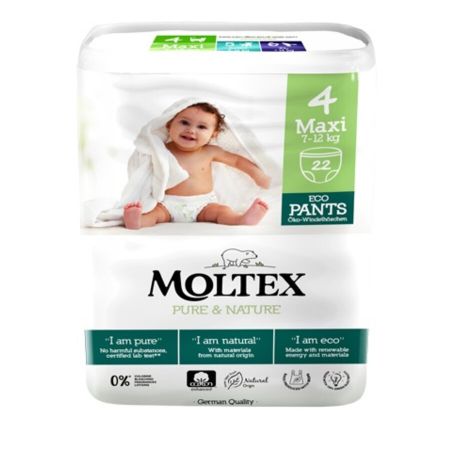 Natahovací plenkové kalhotky Moltex Pure & Nature Maxi 7-12kg (22sk)