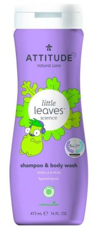 Dětské tělové mýdlo a šampon (2v1) ATTITUDE Little leaves s vůní vanilky a hrušky 473ml