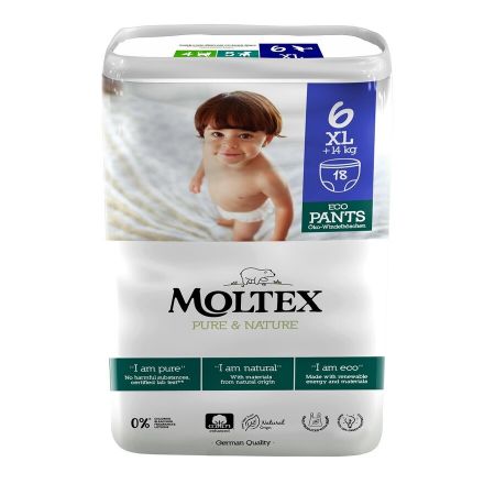 Natahovací plenkové kalhotky Moltex Pure & Nature XL +14kg (18ks)