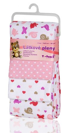 Látkové pleny - růžoví šneci 4ks, T-tomi