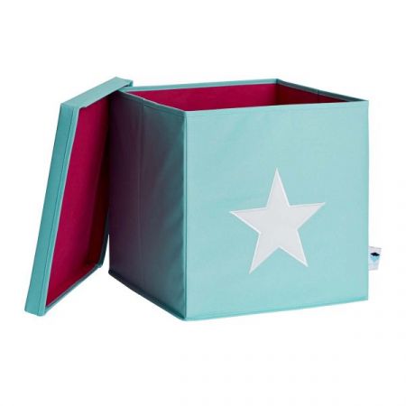 LOVE IT STORE IT - Box na hračky s krytem - zelený, bílá hvězda