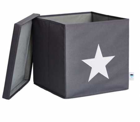 LOVE IT STORE IT - Box na hračky s krytem - šedý, bílá hvězda