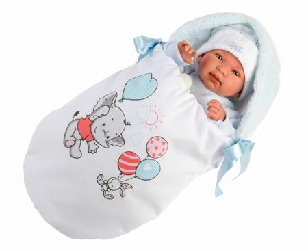 LLORENS - 84451 NEW BORN realistická panenka miminko se zvukem a měkkým látkovým tělem 44 cm