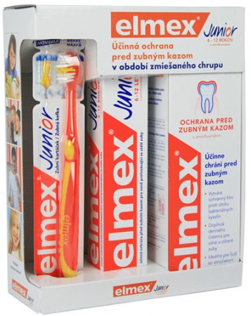 ELMEX - Junior Systém (zubní pasta 75ml, ústní voda 400ml, zubní kartáček)