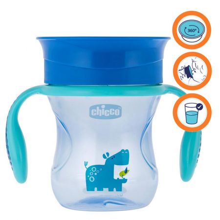 CHICCO - Hrneček Perfect 360 s držadly 200 ml, modrý 12m+