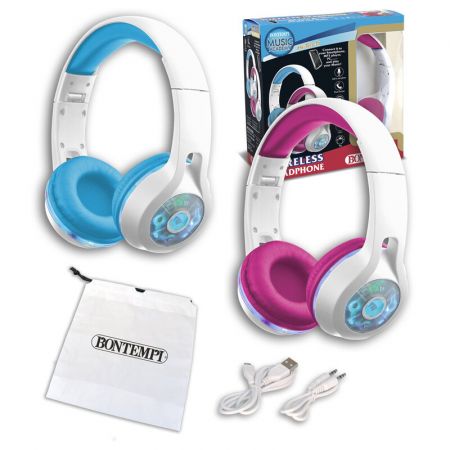 BONTEMPI - Bluetooth sluchátka se světlem - Modré a růžové