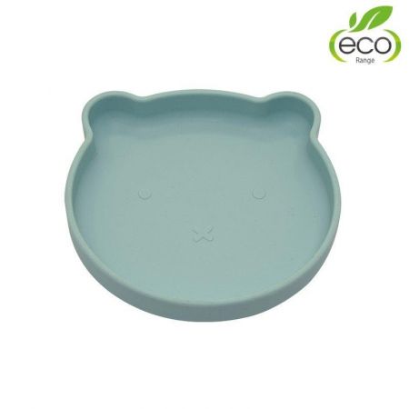 BOJUNGLE - Silikonový talíř s přísavkou Bear Pastel Blue