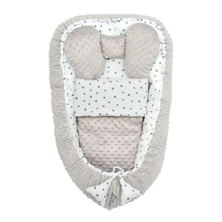 BELISIMA - Hnízdečko s peřinkou pro miminko Minky dots grey