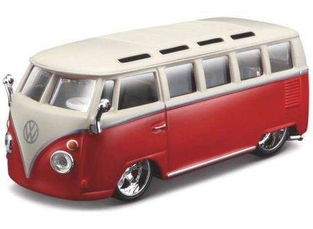 BBURAGO - 1:32 Plus Volkswagen Van Samba Red / White