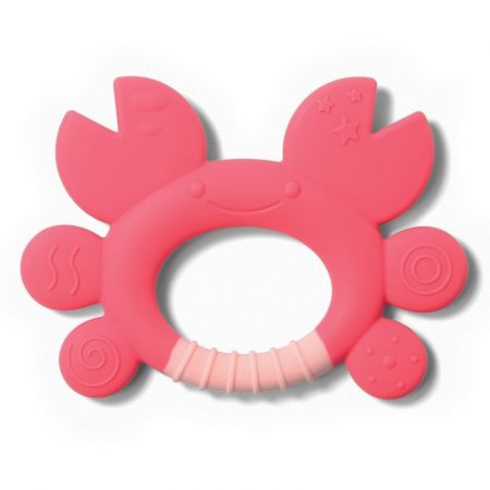 BABYONO - Kousátko silikonové krab Don 6m+ růžová