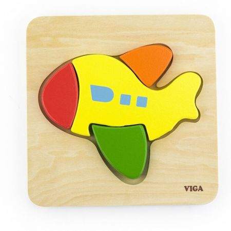 VIGA - Dřevěné puzzle pro nejmenší Viga Letadlo