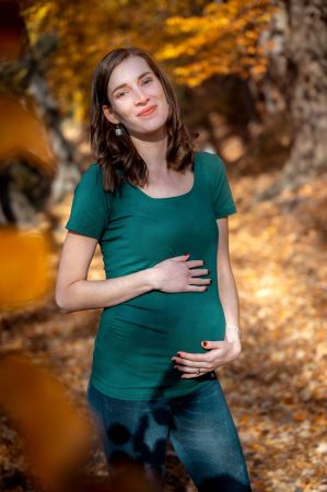Bobánek Těhotenské tričko krátký rukáv - Tmavě zelené
