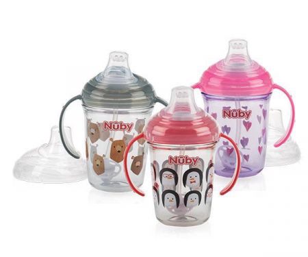 Nuby Hrnek Tritan netekoucí s brčkem 240 ml, 6m+