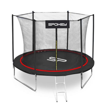 SPOKEY - JUMPER Trampolína černo-červená, průměr 244 cm, včetne ochranné sítě a žebříku