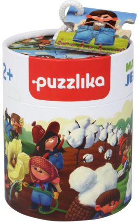 PUZZLIKA - 14231 Výroba džínů - naučné dějové puzzle 15 dílků