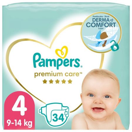 PAMPERS - Premium Care Pleny jednorázové 4 (9-14 kg) 34 ks