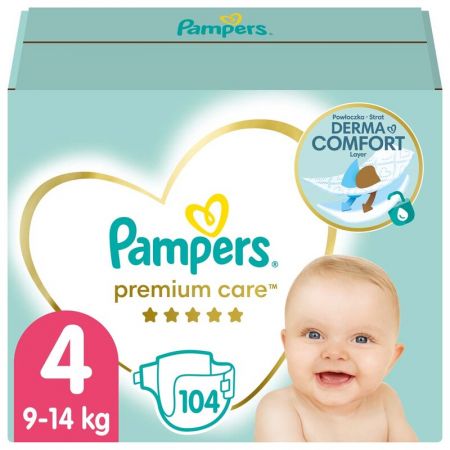 PAMPERS - Premium Care Pleny jednorázové 4 (9-14 kg) 104 ks - MEGA PACK