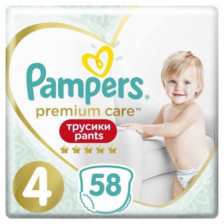 PAMPERS - Premium Care Pants Kalhotky plenkové jednorázové 4 (9-15 kg) 58 ks