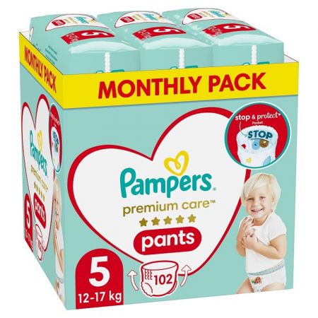 PAMPERS - Premium Care Kalhotky plenkové vel. 5 (12-17 kg) 102 ks