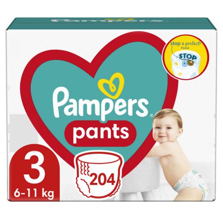 PAMPERS - Kalhotky plenkové vel. S 3 (6-11 kg) 204ks