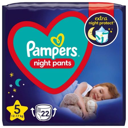PAMPERS - Night Pants Kalhotky plenkové jednorázové 5 (12-17 kg) 22 ks