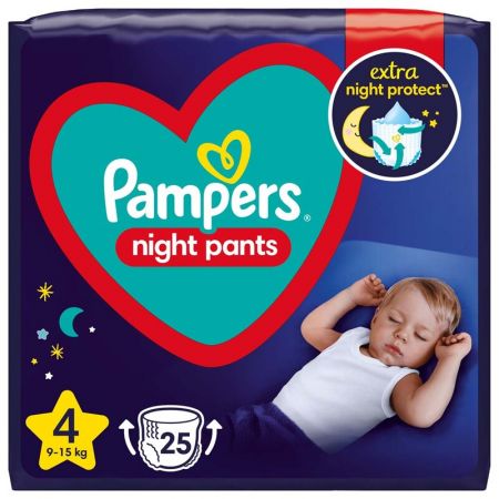 PAMPERS - Night Pants Kalhotky plenkové jednorázové 4 (9-15 kg) 25 ks