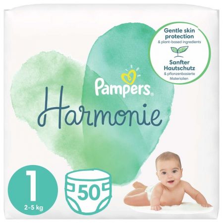 PAMPERS - Harmonie Pleny jednorázové 1 (2-5 kg) 50 ks
