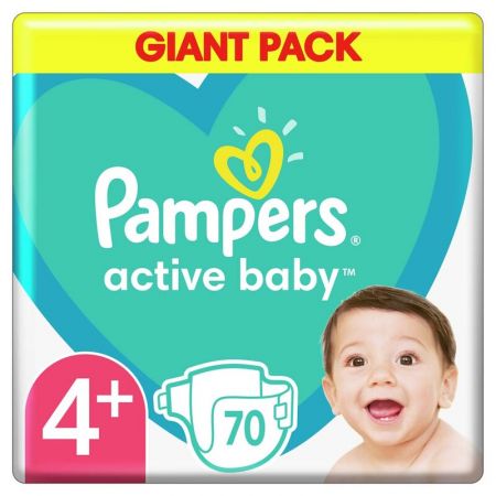 PAMPERS - Active Baby Pleny jednorázové 4+ (10-15 kg) 70 ks - GIANT PACK