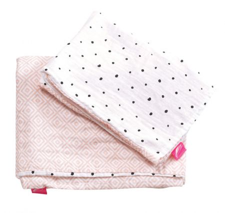 MOTHERHOOD - Povlečení bavlněné mušelínové do postýlky Pro-Washed Pink Squares 2-dílne