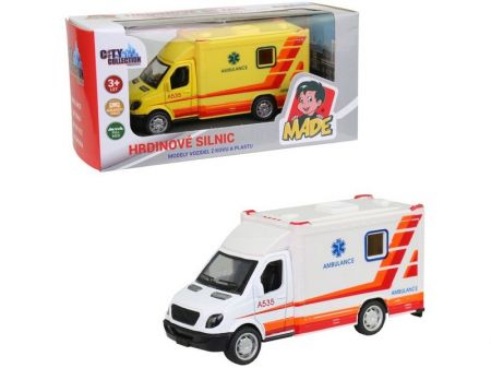 MADE - Ambulance kovová, zpětný chod, 11,8 cm