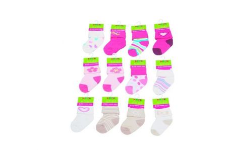 Kojenecké ponožky dívčí  12 pack (0 až 6m), Pidilidi, PD500, holka - 0-6m