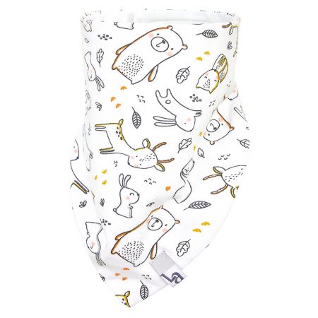 Little Angel Šátek na krk podšitý BIO Outlast® - bílá zvířátka/bílá Velikost: uni