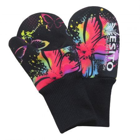ESITO Palcové rukavice softshell Motýl - černá / 3 - 5 let