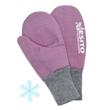 ESITO Zimní palcové rukavice softshell s beránkem - antique pink / 1 - 2 roky
