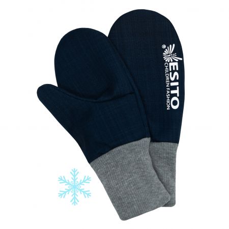 ESITO Zimní palcové rukavice softshell s beránkem - navy blue / 5 - 7 let