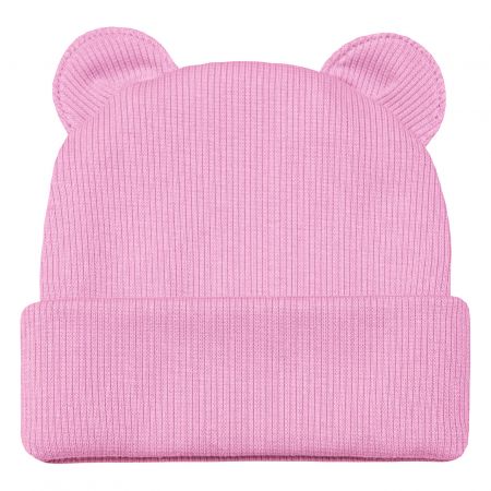 ESITO Zimní žebrovaná čepice s oušky Color - 36 / růžová