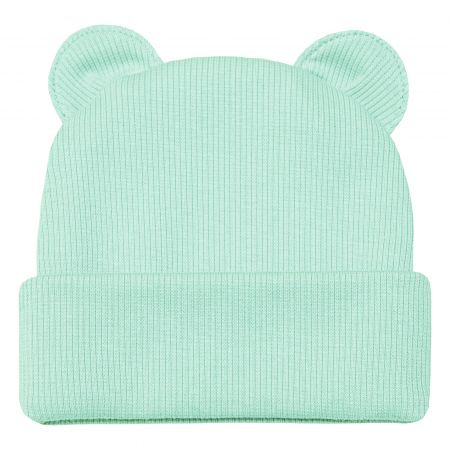 ESITO Zimní žebrovaná čepice s oušky Color - mintová / 38